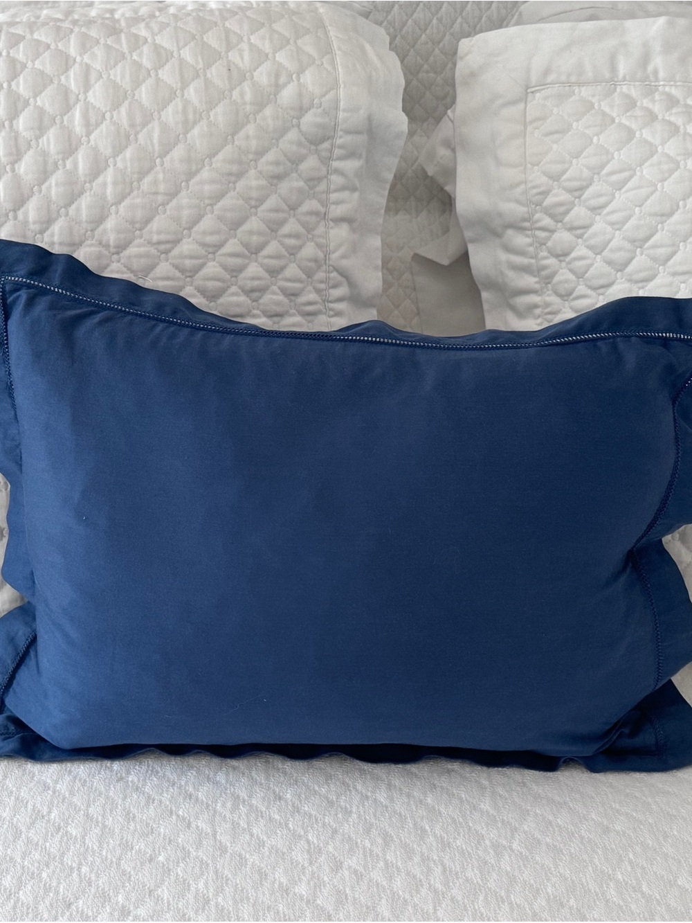 Ralph Lauren Navy Blue Cotton Boudoir Pillow and Sham